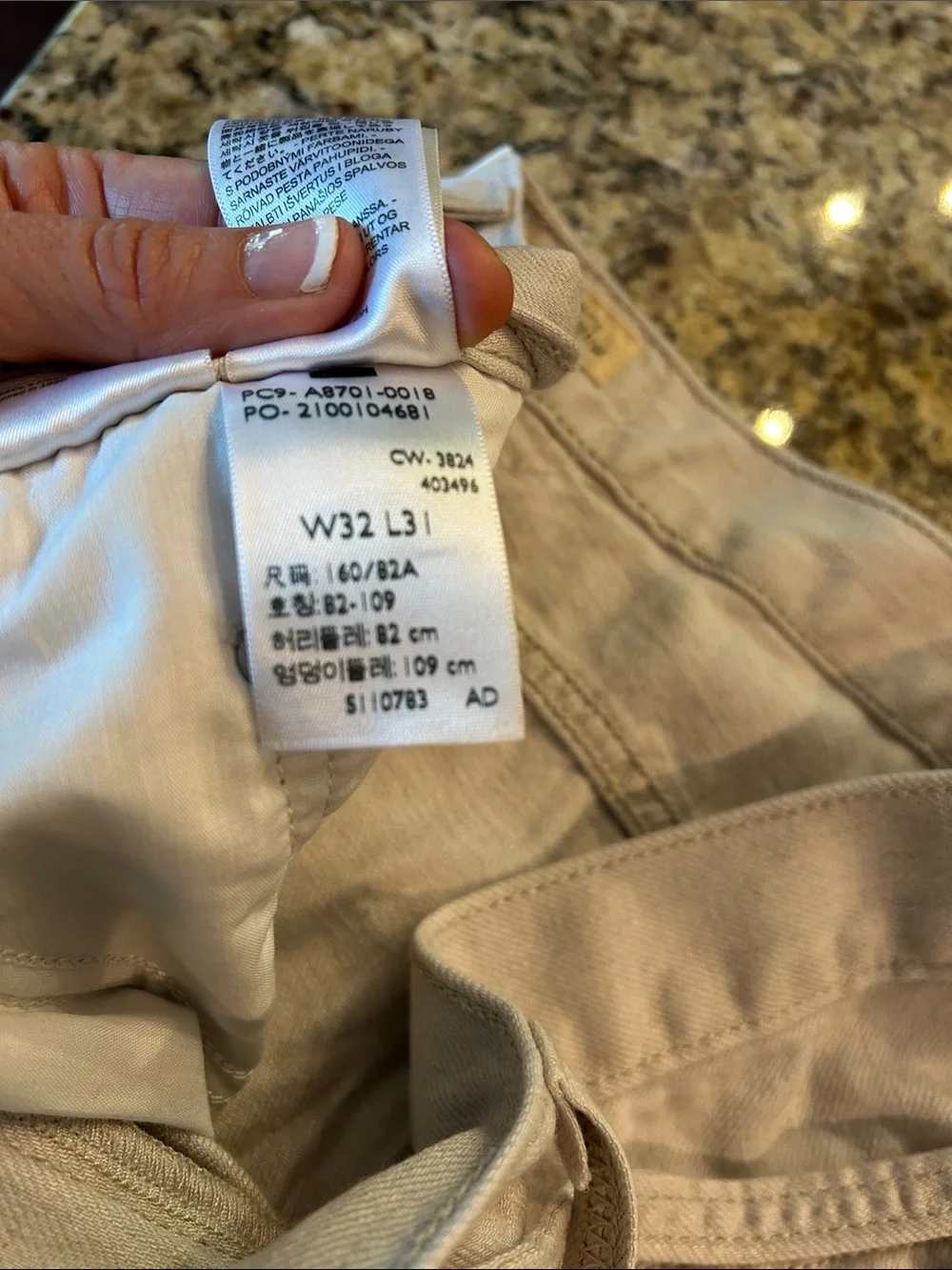 Levis XL Baggy Straight Sz 32 x 31 Tie Waist Wide Leg Trouser Khaki White Label - Picture 7 of 7